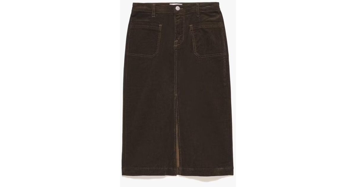 FRAME Le Bardot Midi Skirt in Black Lyst