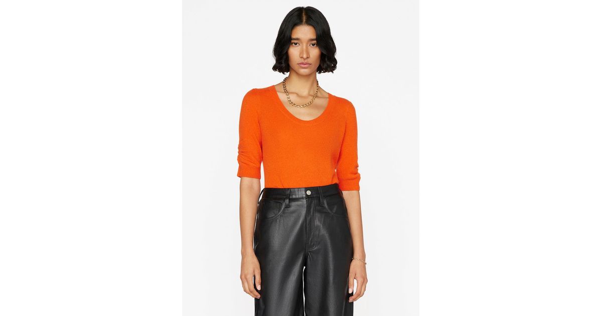 FRAME Scoop Neck Sweater in Orange | Lyst