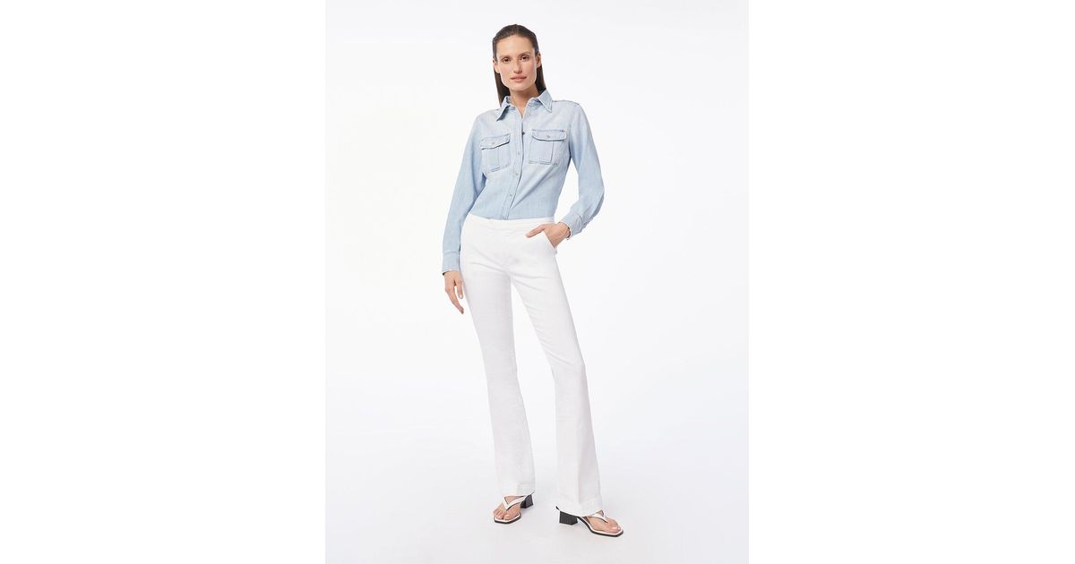 FRAME Le Serge Trouser in White | Lyst 