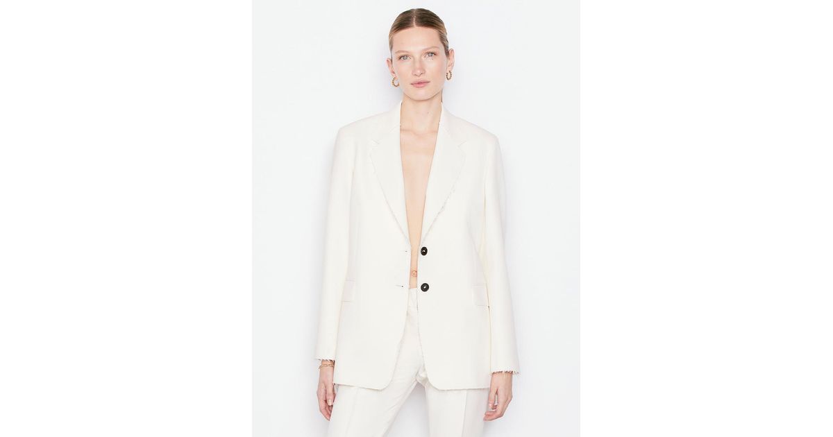 FRAME Oversized Raw Edge Blazer in White Lyst