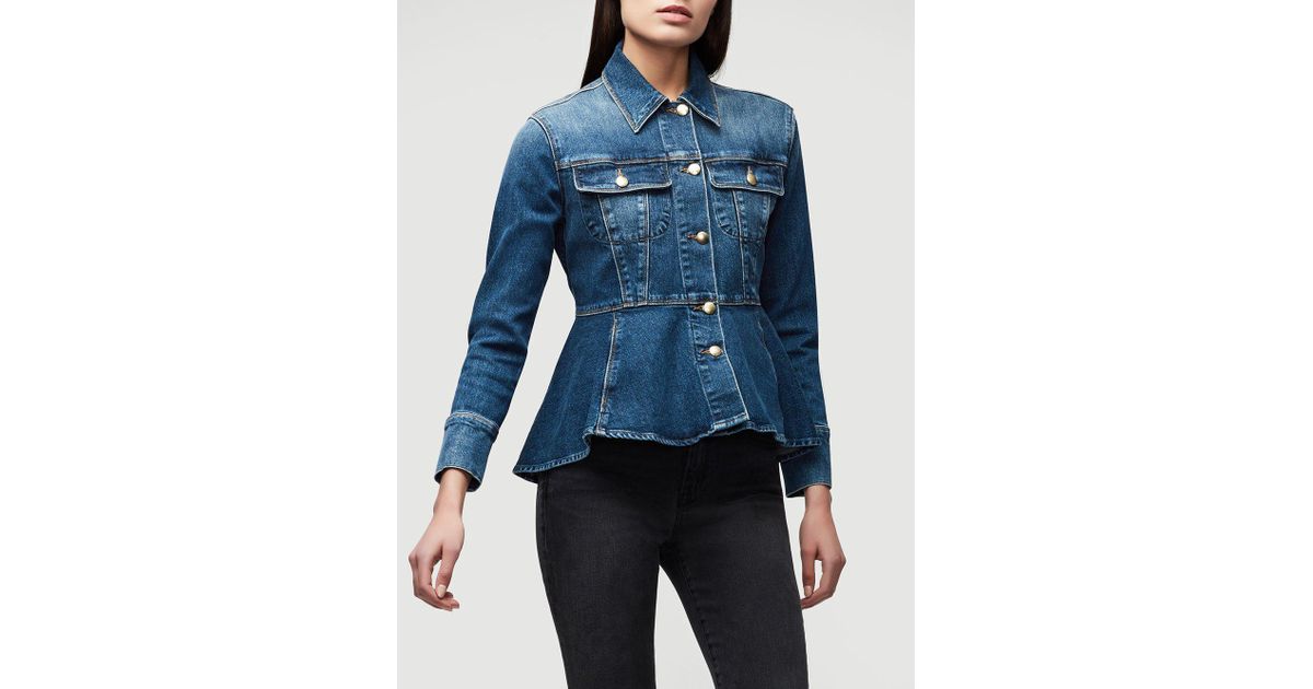 FRAME Denim Flounce Jacket in Blue 