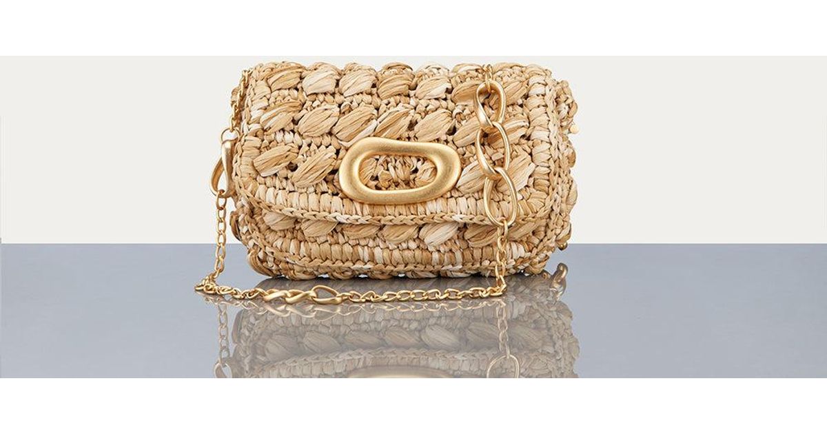 FRAME Le Straw Chain Bag in Natural Lyst