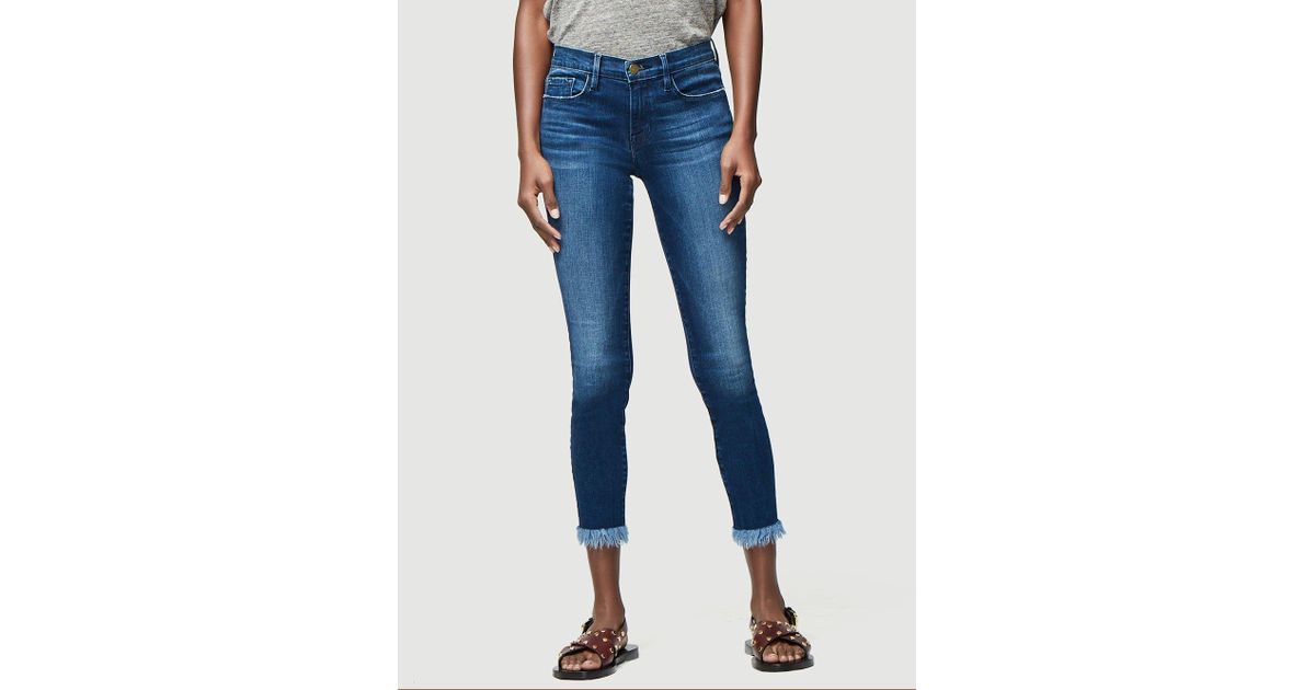 frame le skinny de jeanne crop white
