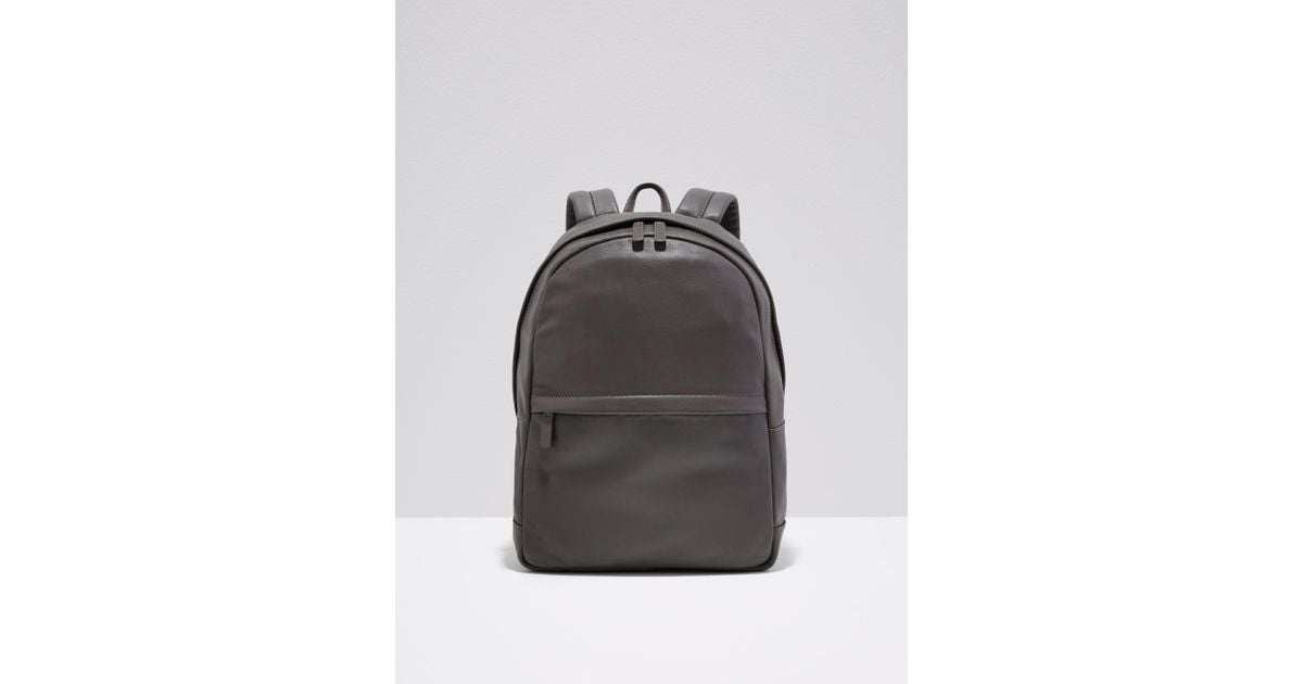 Frank And Oak Leather Backpack In Grey in Gray - Lyst