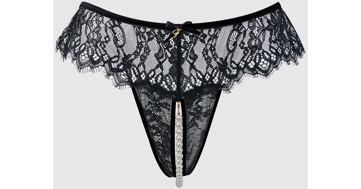 Frederick's of Hollywood Rosalind Lace & Pearl Crotchless Thong in