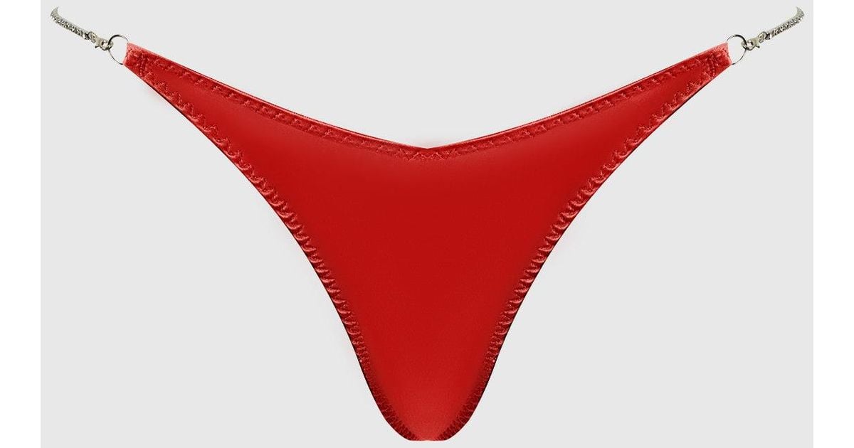 Frederick's of Hollywood Petra Rhinestone Side Satin G-String in Red | Lyst