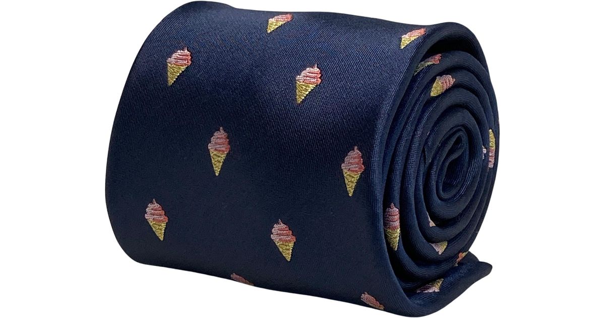 Frederick Thomas navy blue mens tie with bumblebee bee design FT3341 