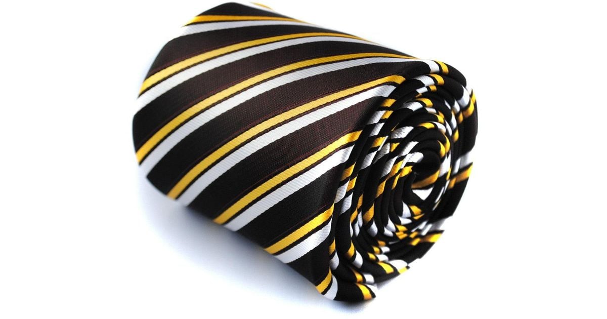 Frederick Thomas Designer Mens Tie Turquoise & Bright Yellow Club Striped 