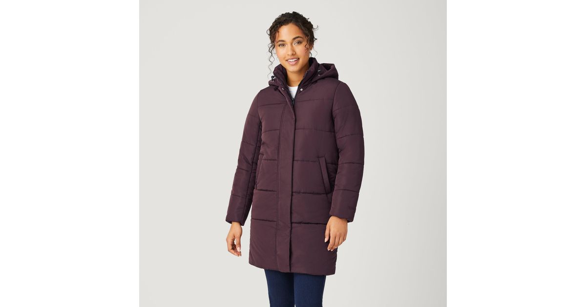 Free Country FreecycleÂ® Lansby Long Puffer Jacket in Red | Lyst