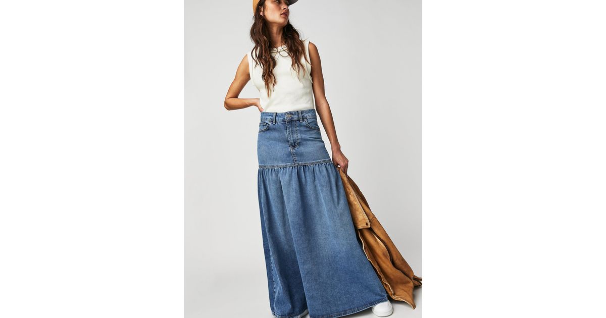 Free People We The Free Jordan Maxi Skirt in Blue Lyst