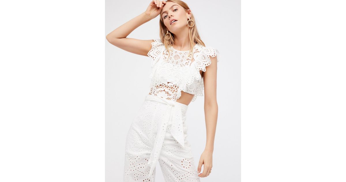 white eyelet jumpsuit