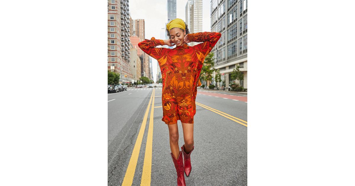 Wildflowers Mini Dress in Copper Combo 