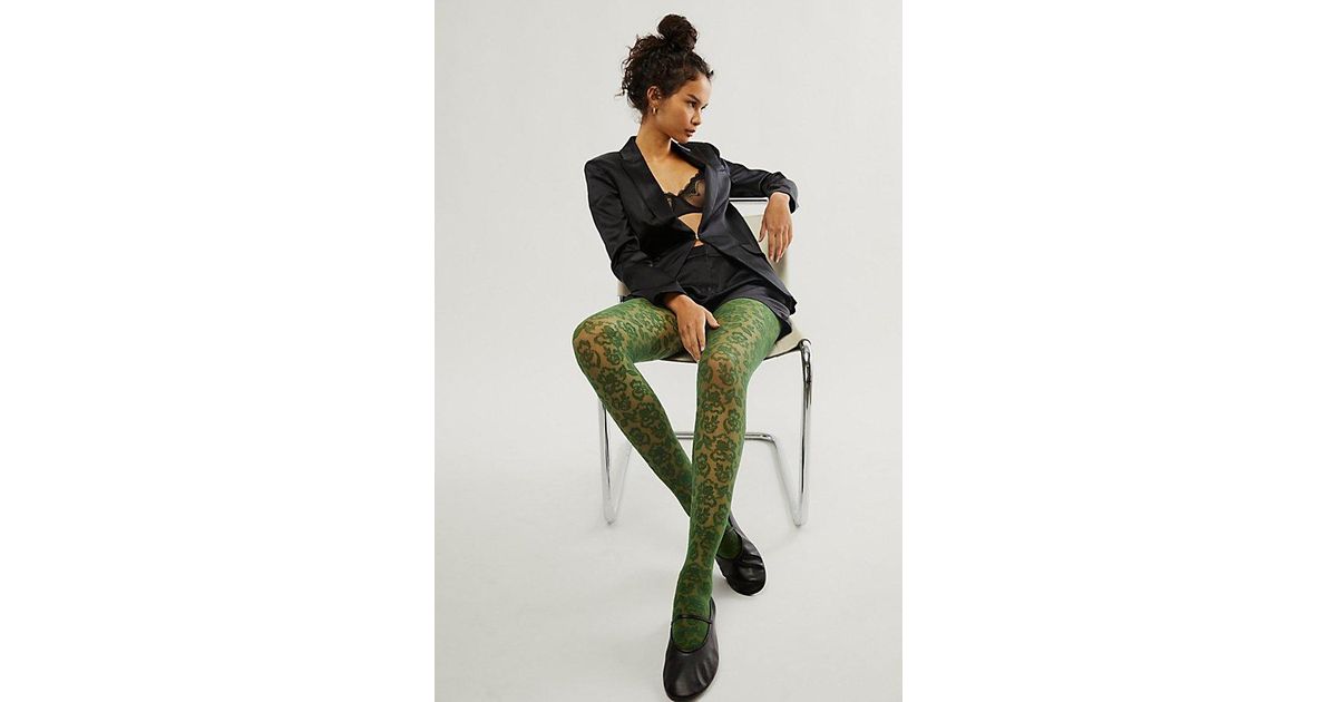 Free People Floral Lace Vine Tights At In Emerald in Green Lyst