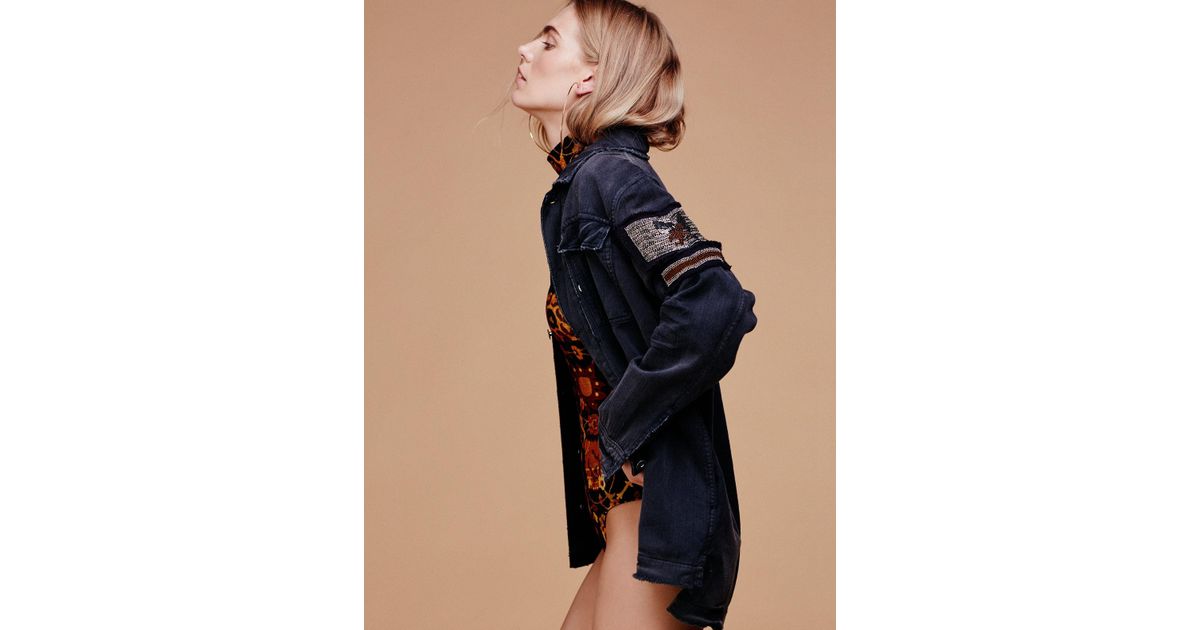 free people embellished military shirt jacket