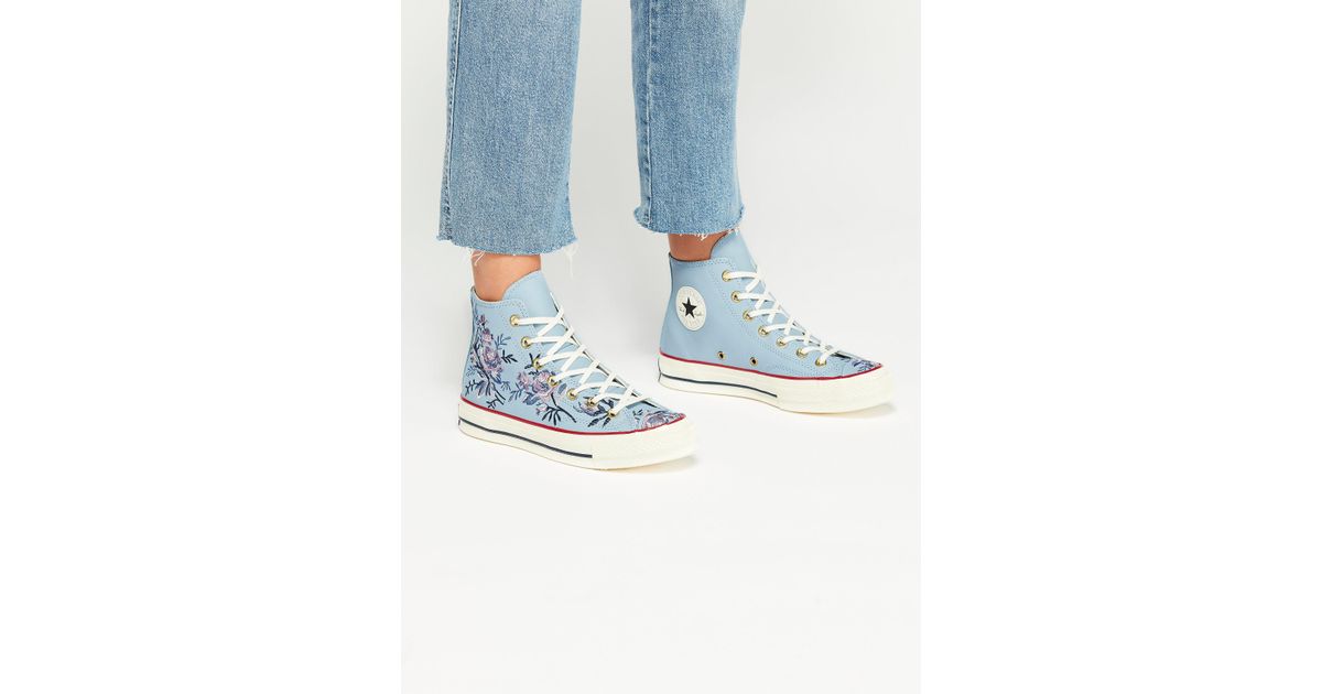 Free People Leather Embroidered High-top Chuck Sneaker in Washed Denim  (Blue) | Lyst