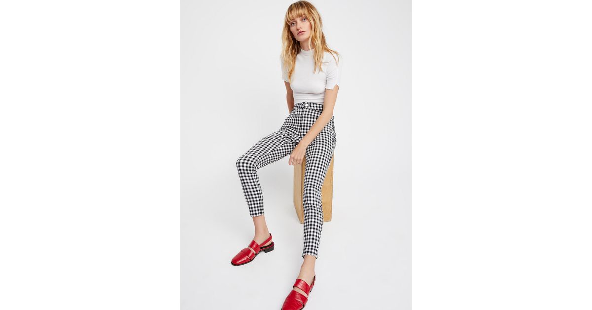 Cotton Gingham Skinny Pants | Lyst 