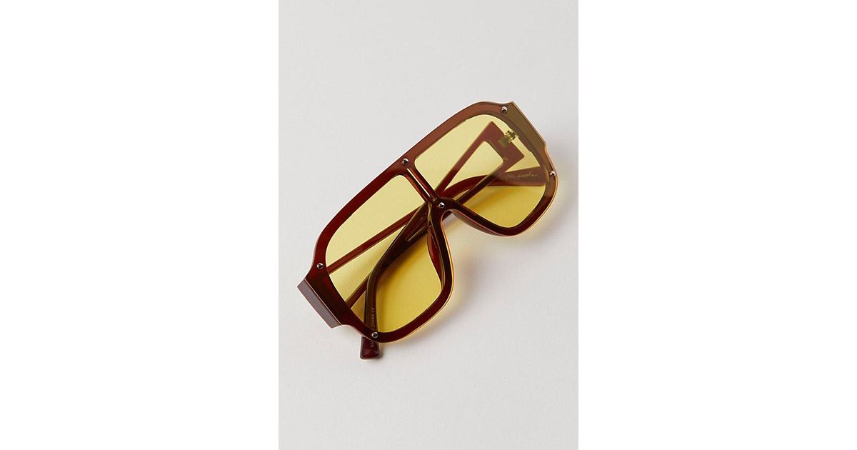 Free People Cooper Oversized Shield Sunglasses in Metallic 