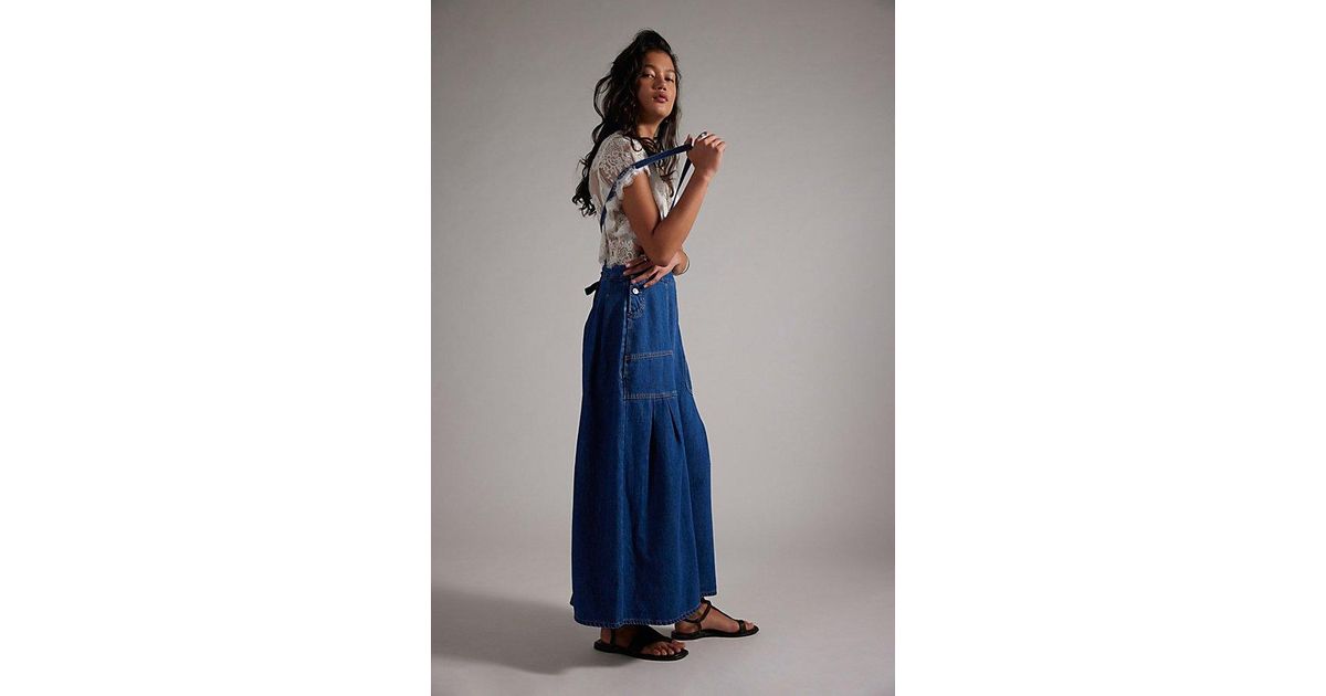 Free People Arabella Denim One-Piece Skirtall in Blue | Lyst