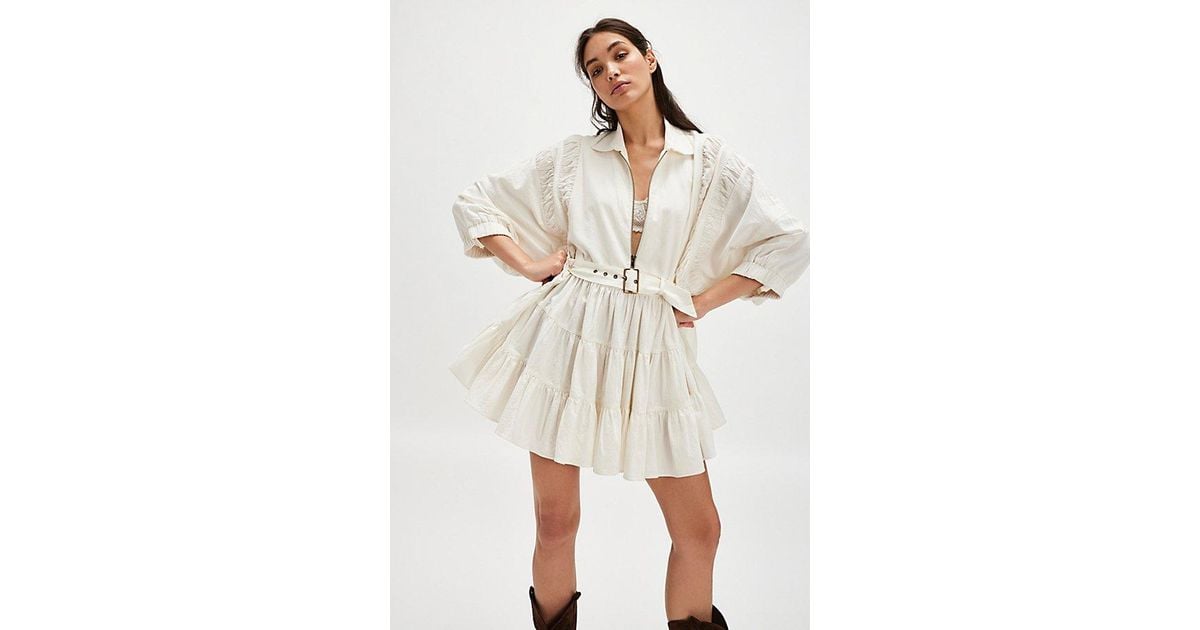 Free People Hampton Mini Dress in Natural | Lyst