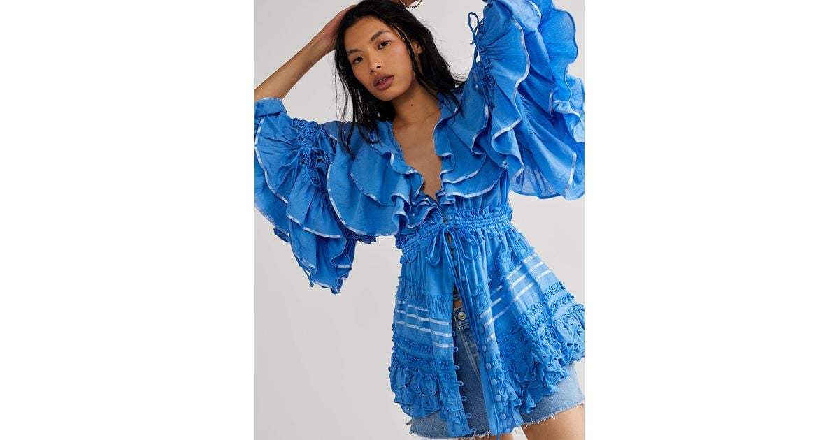 Free People Fillyboo Lotus Mini Dress in Blue | Lyst