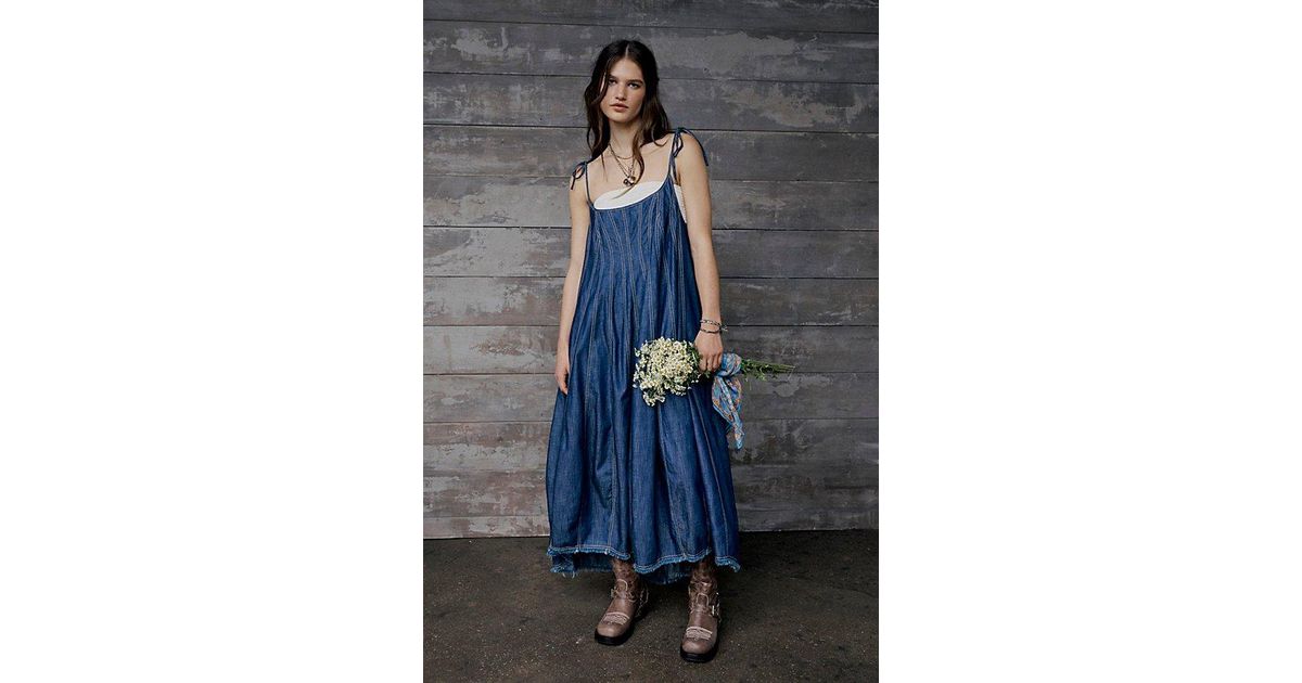 Free People Denim Dreams Midi Dress in Blue | Lyst