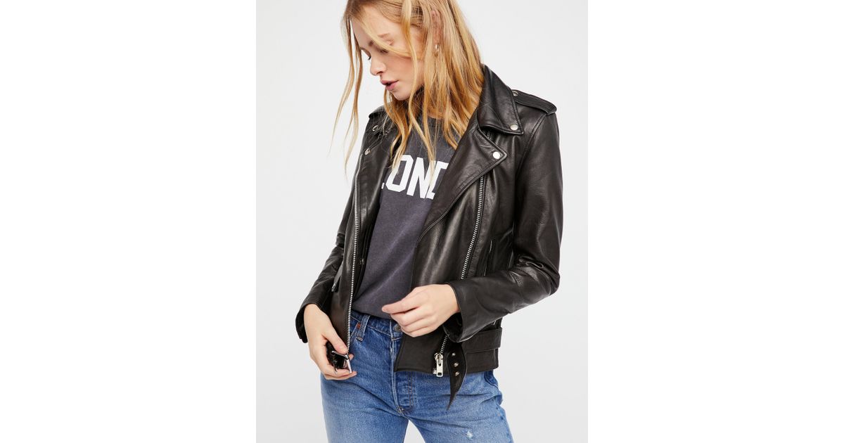 Free People Black Lightweight Easy Rider Jacket By Understated Leather