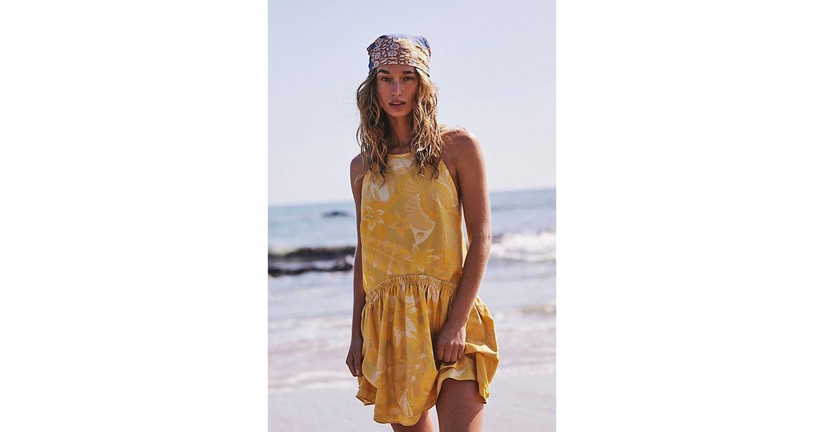 Free People Deserted Island Mini Dress in Yellow | Lyst