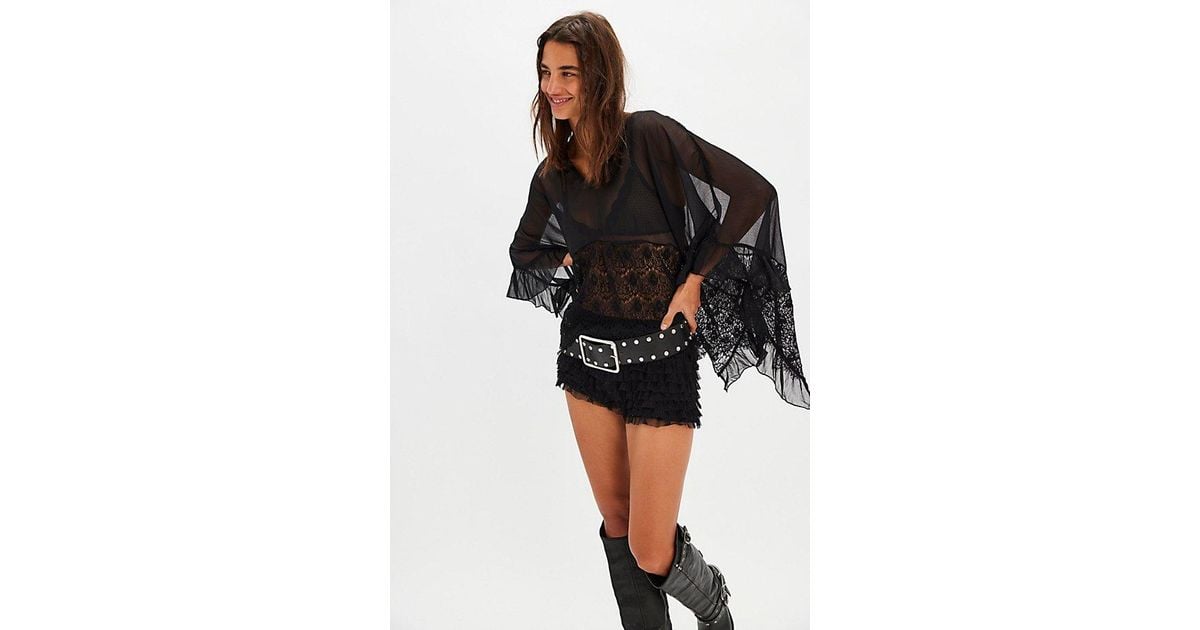 Free People Dance With Me Sheer Poncho in Black | Lyst