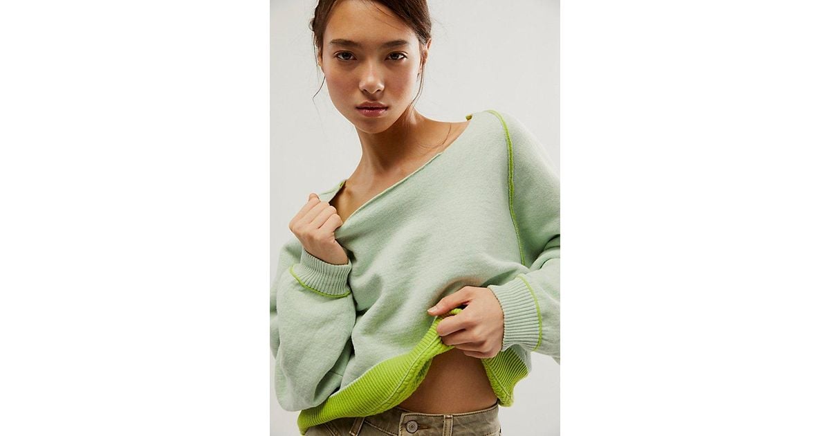 Free People Midnight Pullover At Free People In Aloe Lime Combo, Size: Xs  in Green