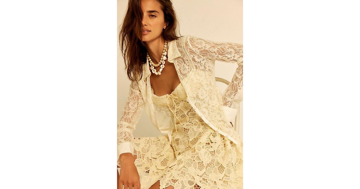 For Love & Lemons Coco Lace Sleeveless Mini Dress in Natural | Lyst For Love & Lemons Coco Lace Sleeveless Mini Dress in Natural | Lyst
