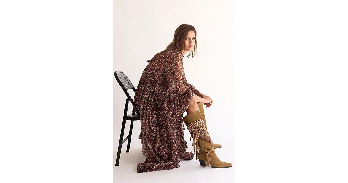 Free People Fast Lane Fringe Boots in Brown | Lyst