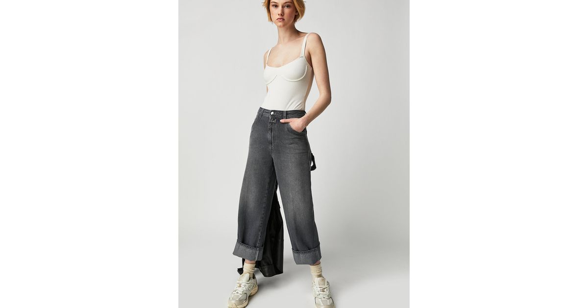 Free People Closed Neige Cropped Carpenter Jeans in White | Lyst