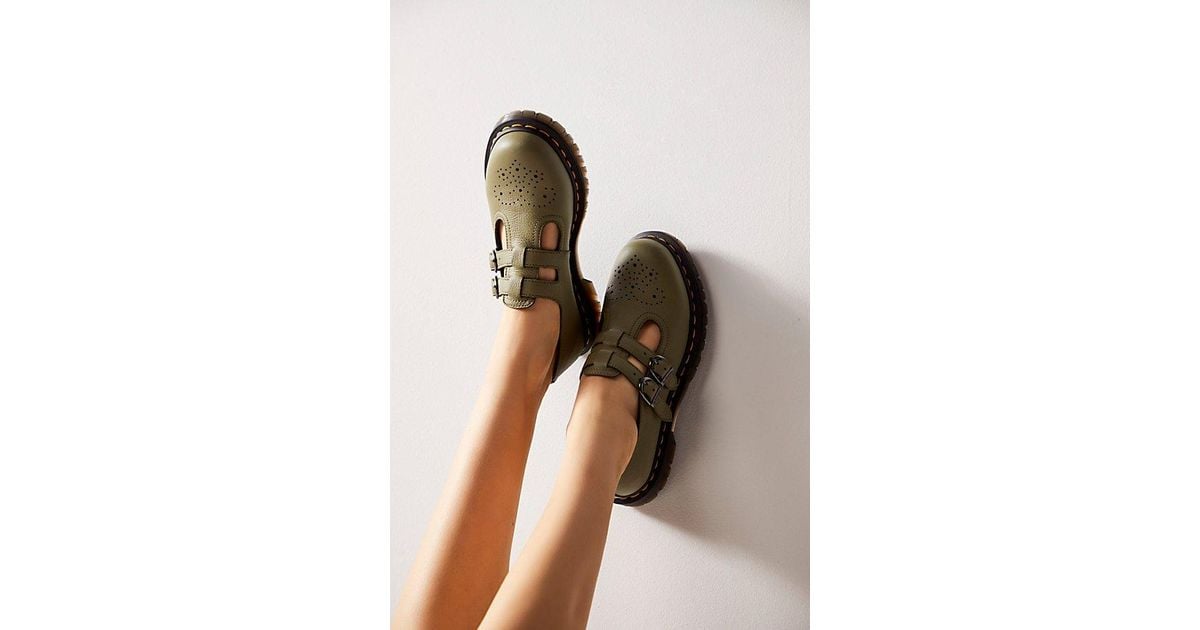 Martens 8065 Mary Janes At Free People In Muted Olive, Size