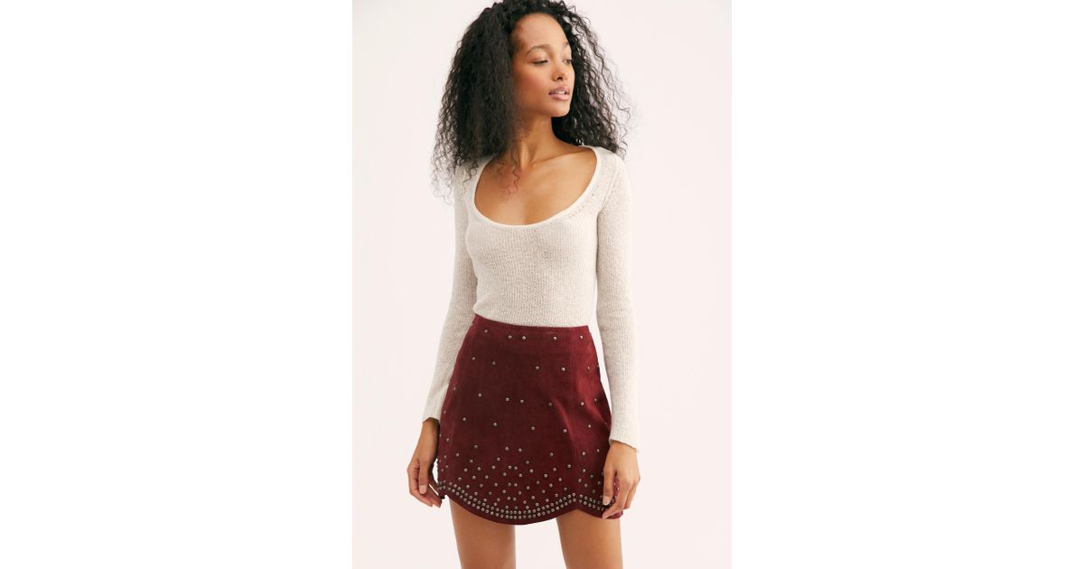 studded suede mini skirt