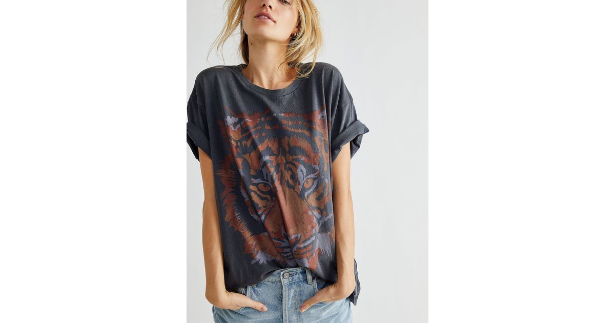 Free People Cotton Oversized Tiger Tee 