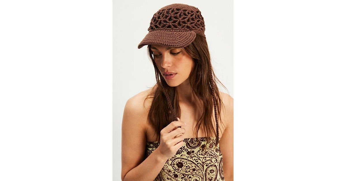 New Free People Silvie Brown Crochet Hat Free People Silvie Crochet Baseball Hat in Natural | Lyst main image 2