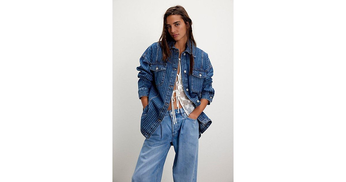 Free People Dunes Shirt Jacket in Blue | Lyst