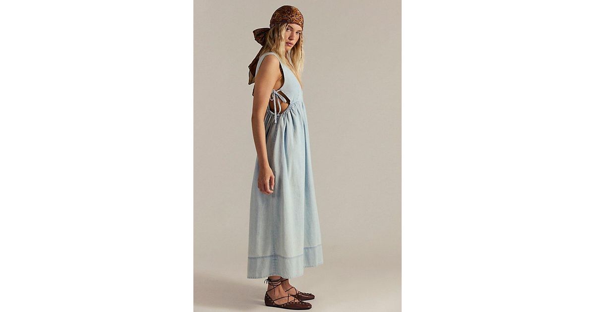 Free People Mirenia Denim Midi Dress | Lyst