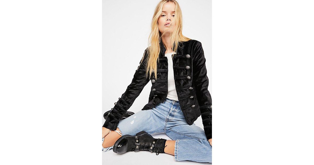 Fitted Velvet Military Jacket 