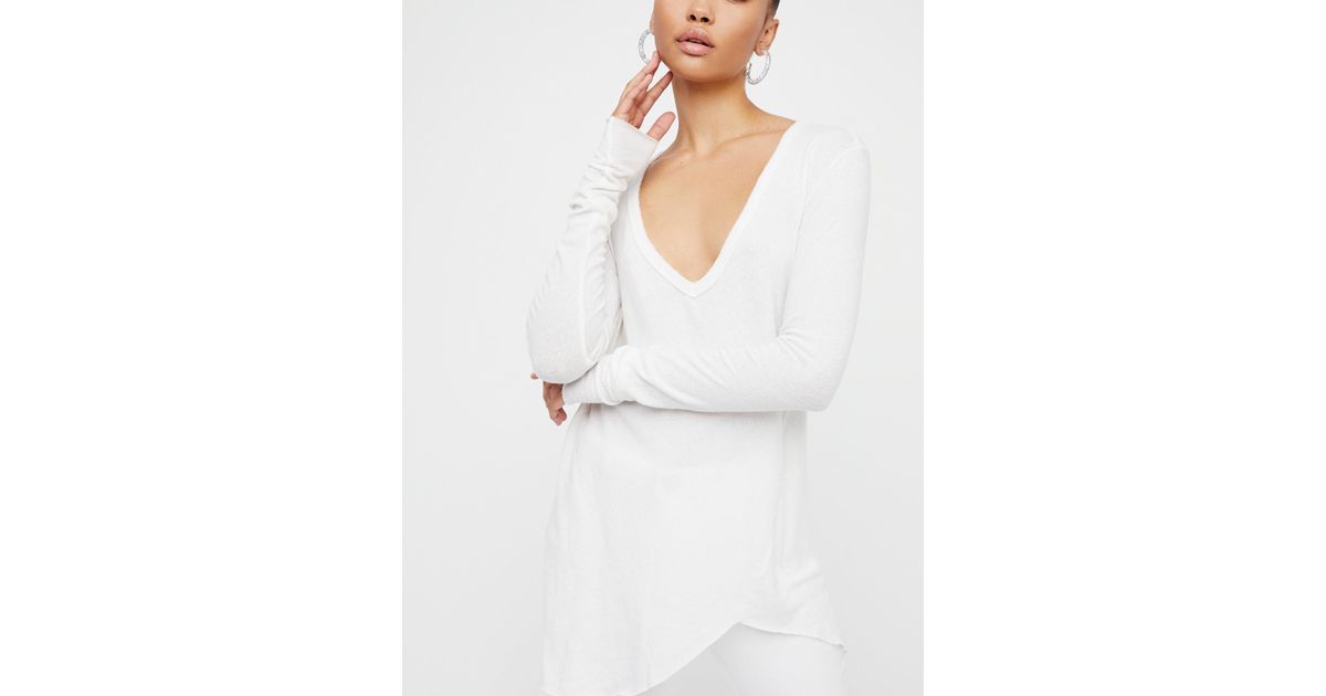 Free People Cotton We The Free Long Beach Tee in White | Lyst