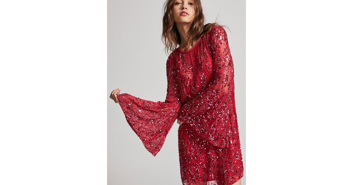 free people red sequin dress