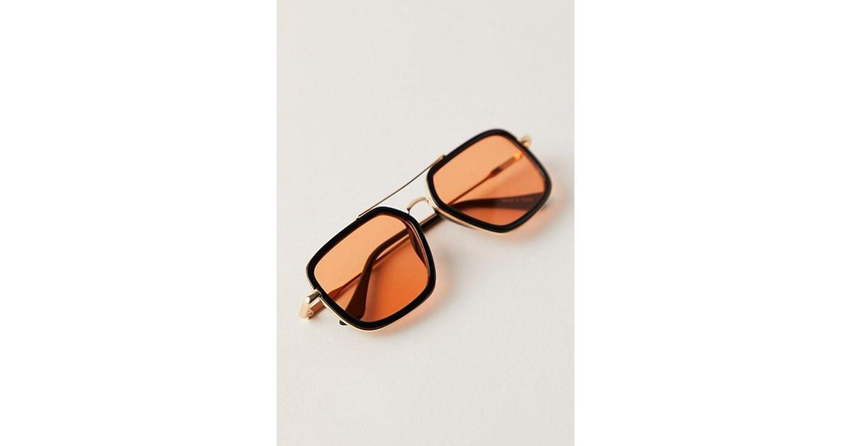 ISO (not for sale!): Free People Luna Sunglasses — Yellow Lenses with Red Frame Red Oversized Retro-Vintage Grandpa Tinted Sunglasses with  main image 2