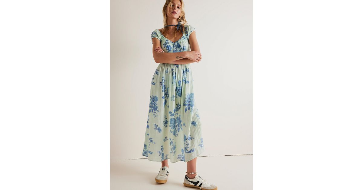 Free People Forget Me Not Midi Dress in Blue | Lyst