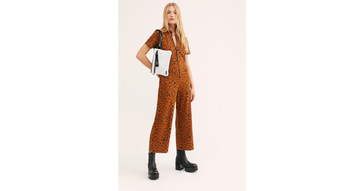 free people leopard jumpsuit