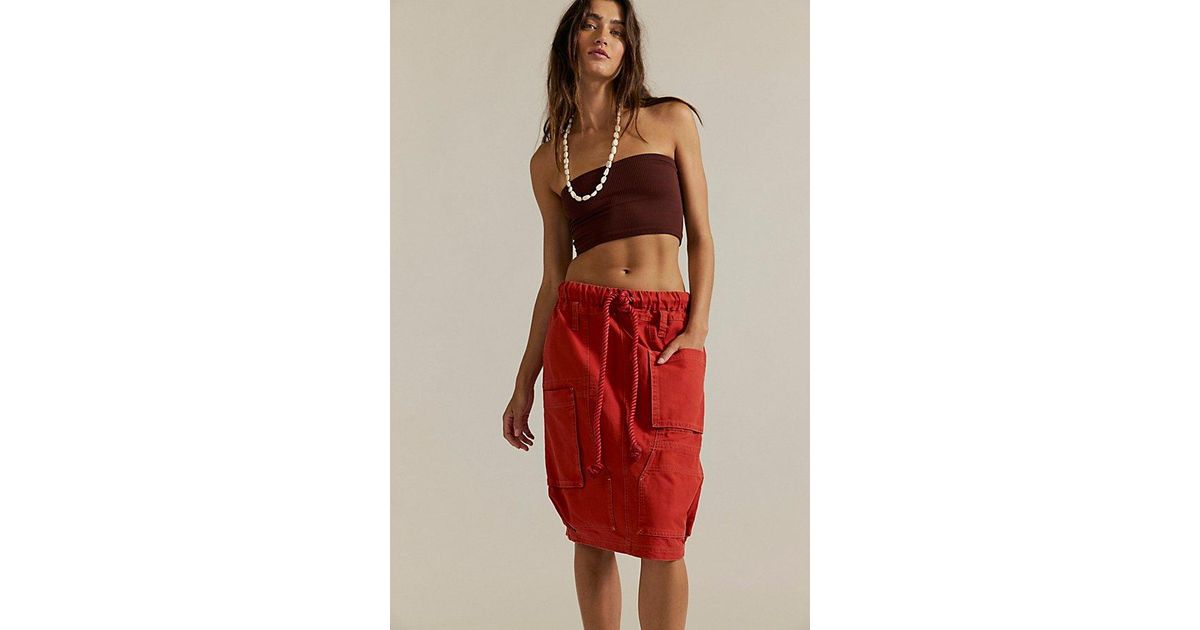 Free People Carmen Midi Skirt in Red | Lyst