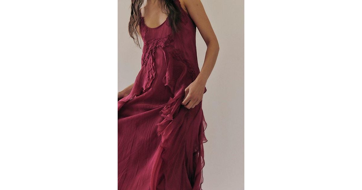Nigel Preston Floating Angel Chiffon Maxi Dress in Red | Lyst
