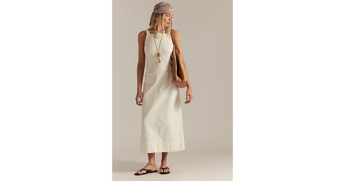 Free People Dex Denim Midi Dress in Natural | Lyst