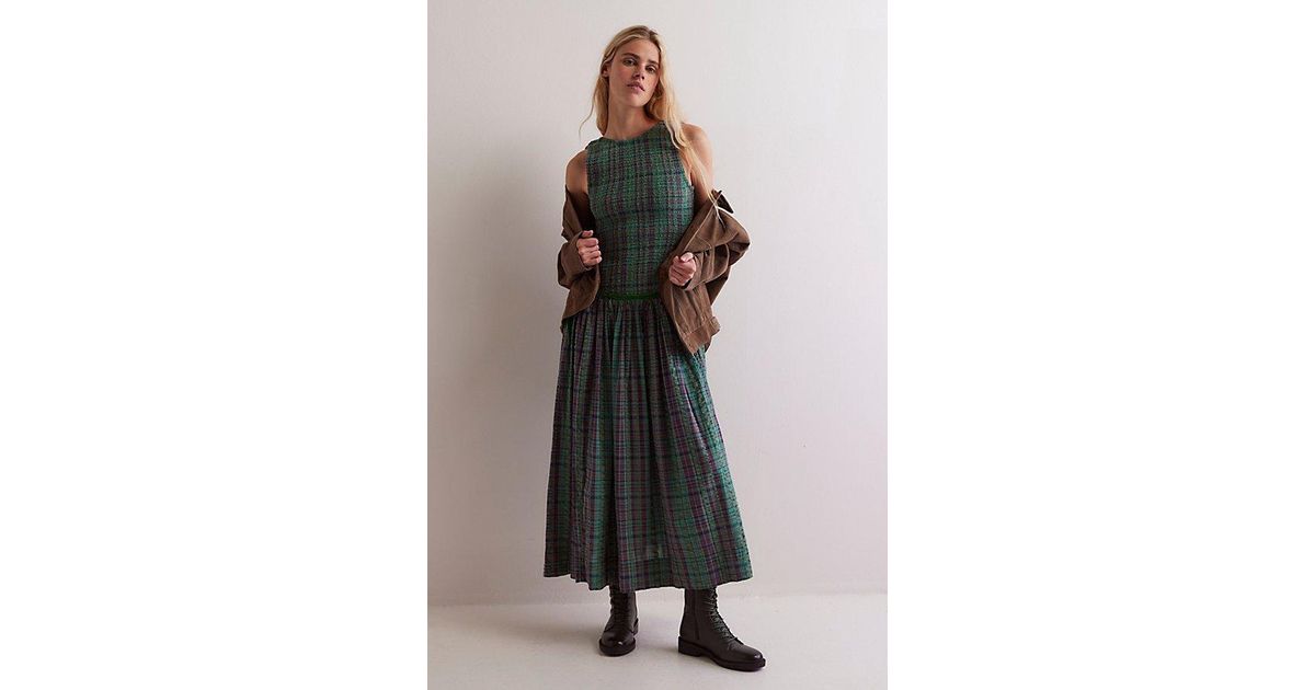 Free People Nightingale Plaid Midi Dress | Lyst