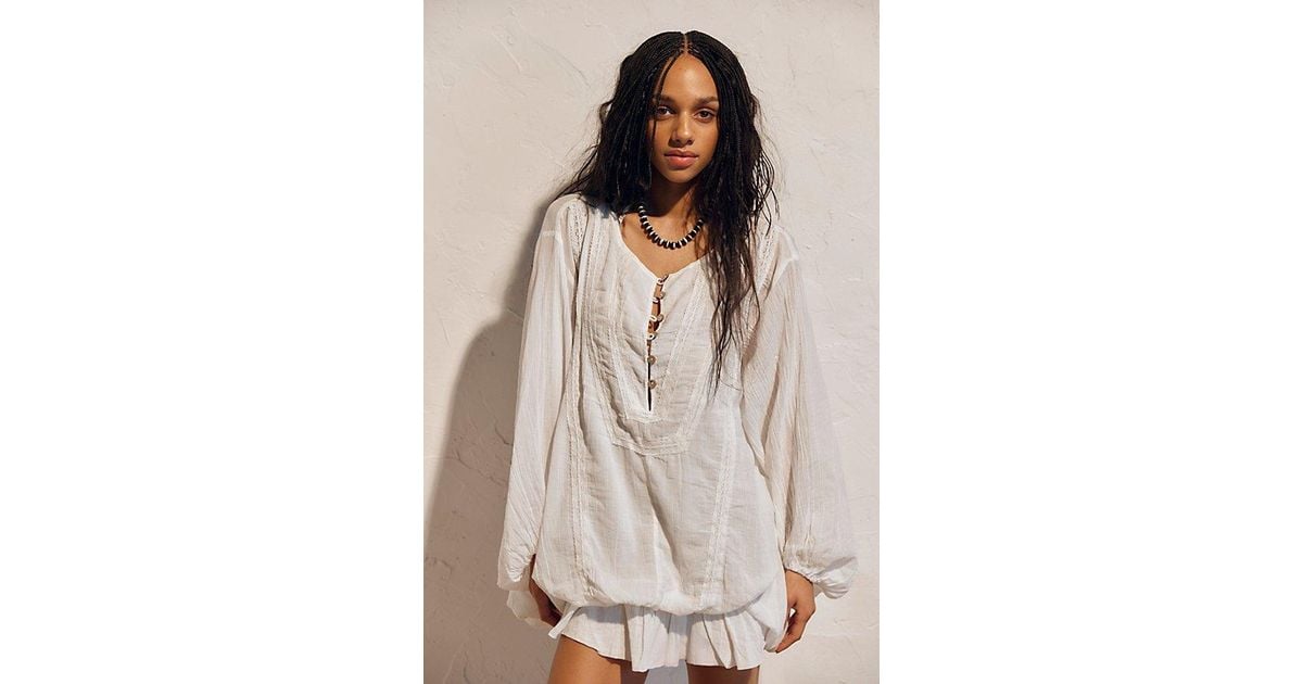 Free People Florence Mini Dress in Natural | Lyst