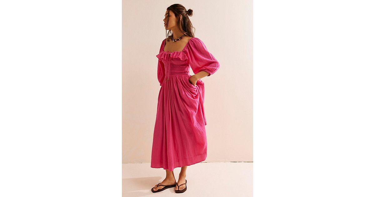 Free people peach pie midi dress sale